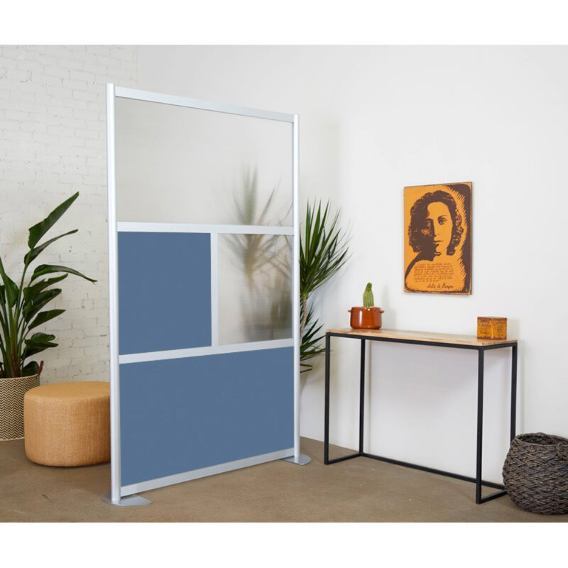 Cloisons de bureau modernes 4 panneaux Orrie, Bleu ardoise, Standard