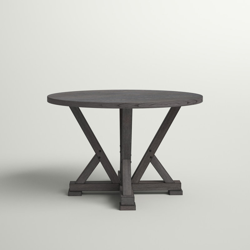 Transitional Harbor Gray Round Wood Dining Table, Seats 4