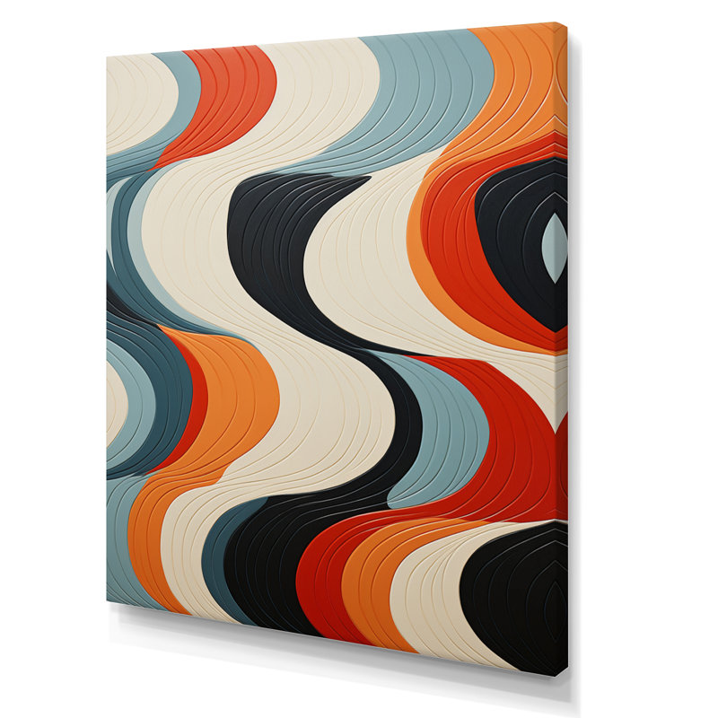 «Ibhan Orange Mid Century Optique Illusions II», reproduction sur toile, H 32 po x l 24 po x P 1 po, Toile tendue