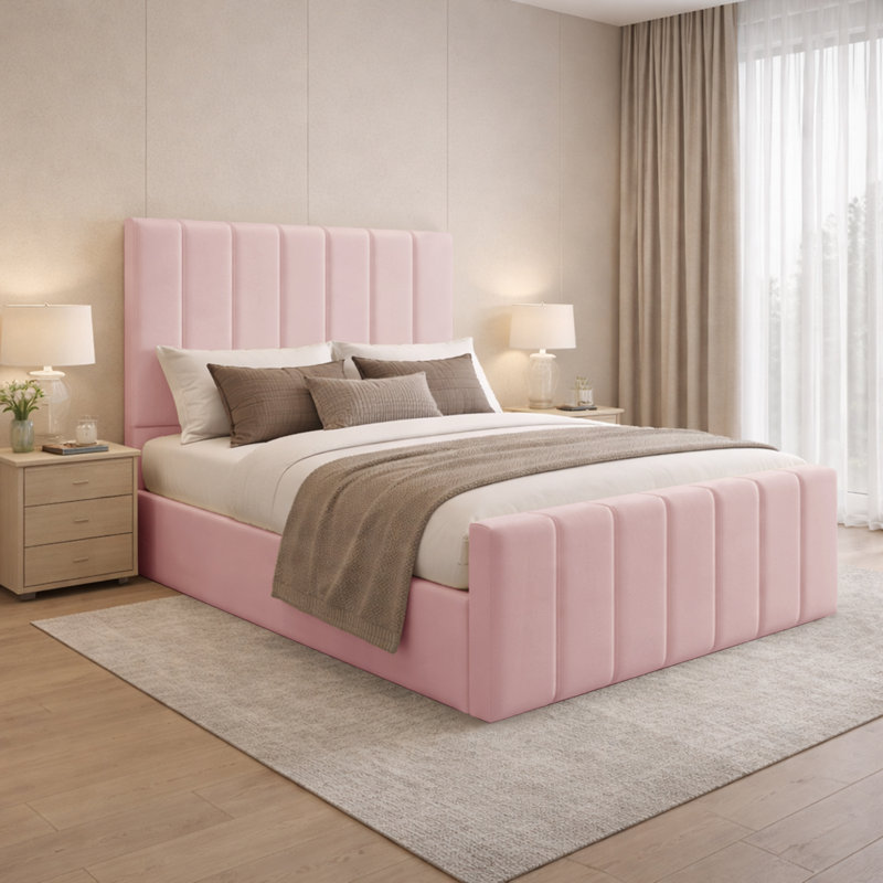 Connell Upholstered Storage Bed Frame, Kingsize (5'), Pink