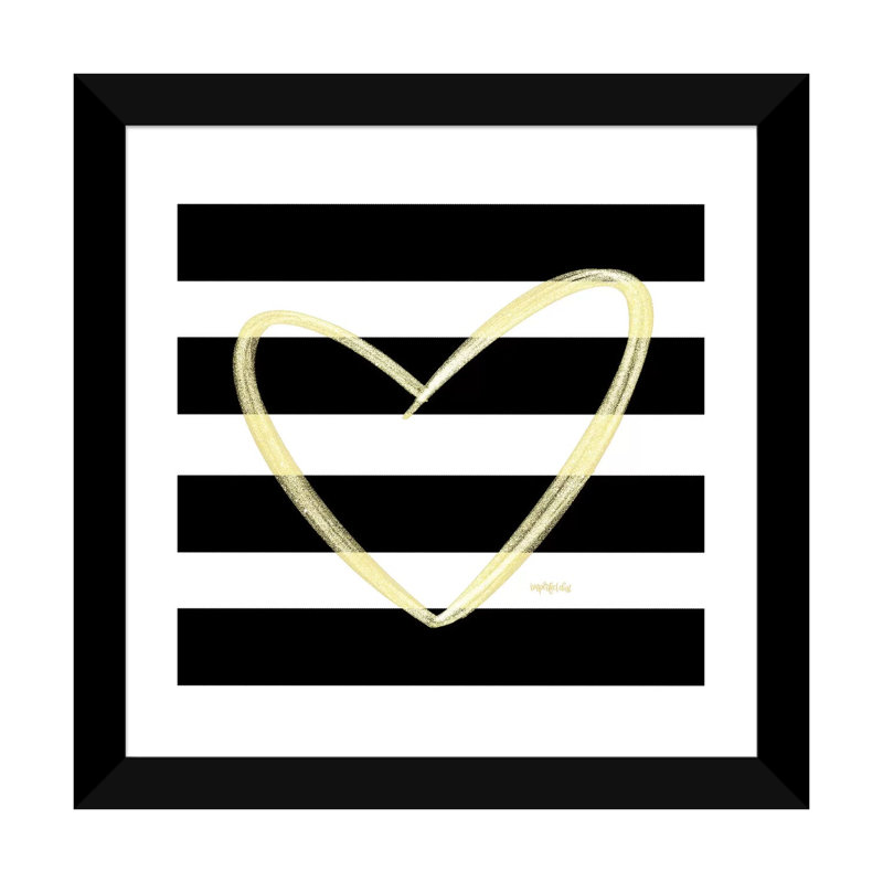 Glam Heart - Imprimé, H 24 po x l 24 po x p 1 po, Papier encadré noir, Blanc