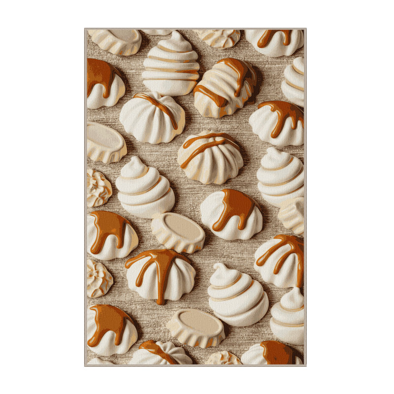 Washable Panna cotta Desserts Area Rug, Rectangle 7' x 10'