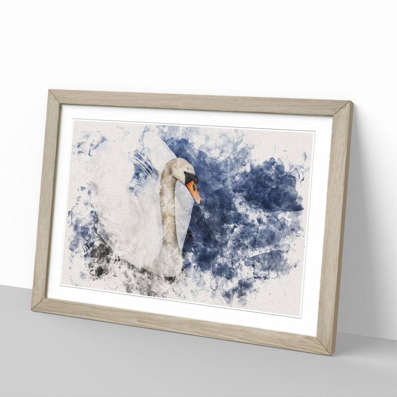 White Swan Vol.2 - Picture Frame Graphic Art, 36cm H x 48cm W x 2cm D, Oak Framed