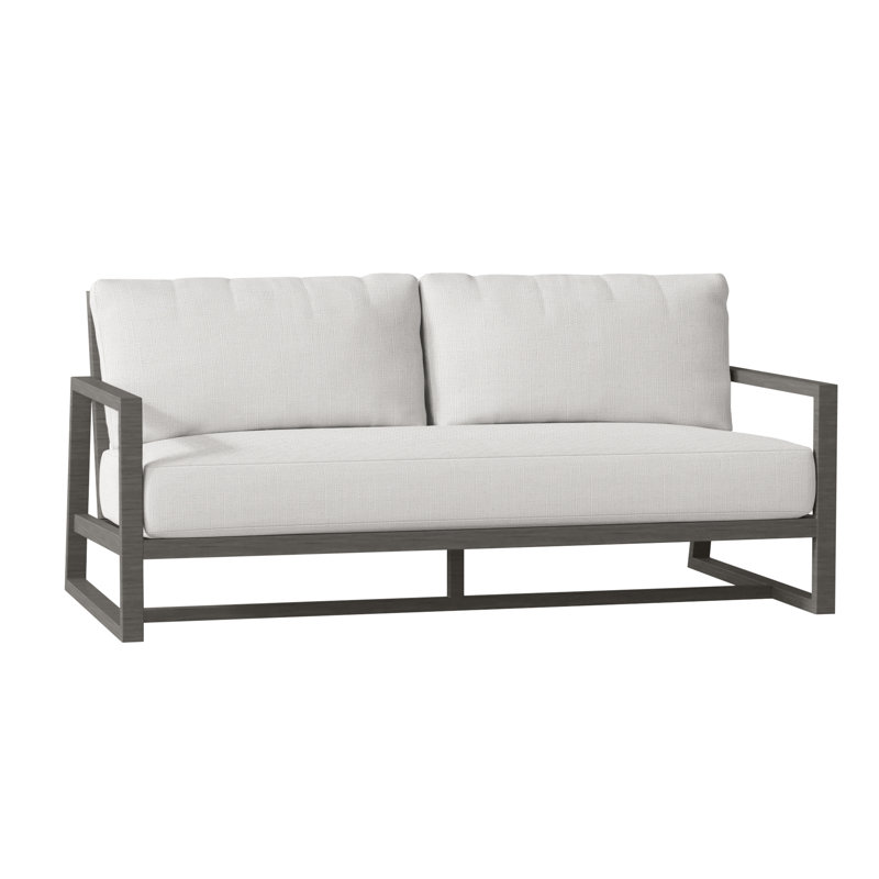 Causeuse d'extérieur en aluminium forgé Avondale, Welt + bourre standard, Lin neige, Gris ardoise