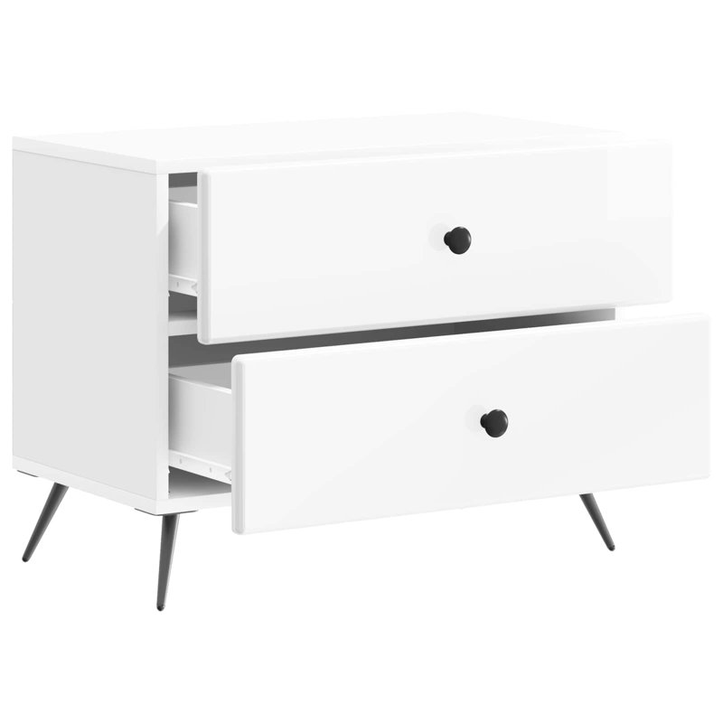 62cm W Manufactured Wood Bedside Table, High Gloss White