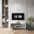 Modern TV Stand With Wave-Design Doors, Open Shelf & Adjustable Shelf, Tv Console