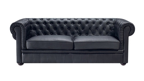 Genuine Leather Sofa, Black