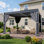 Pergola en acier de 12 pi x P 10 pi avec toit à persiennes et rideaux réglables