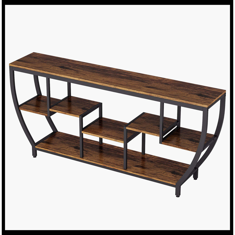 Console industrielle, canapé d'entrée 70,9 "avec tablettes, Brun rustique / noir