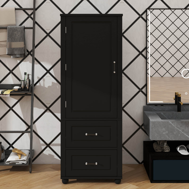 Armoire de rangement pour salle de bain Towering Alone, Noir