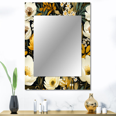 Weymand - motif floral bohémien jaune - miroir décoratif floral, miroir mural de maison de campagne, impression d'art en métal