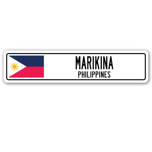 Panneau de signalisation en aluminium Marikina, Philippines, H 7 po x l 30 po x P 1 po
