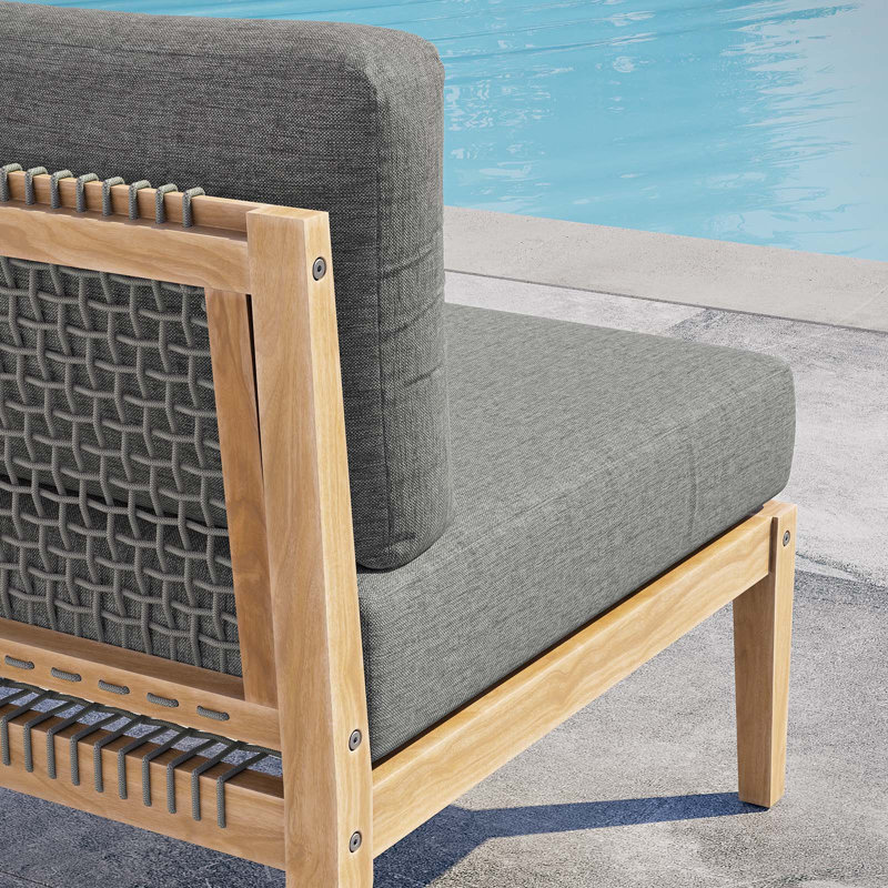 Modway Clearwater Outdoor Patio Teak Wood Armless Chair, Graphite