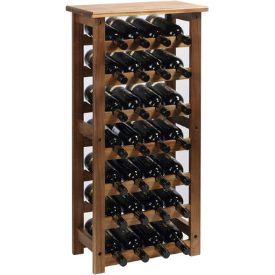 Wine Rack Wood Floor Standing 28 Bottles - 7 Tier