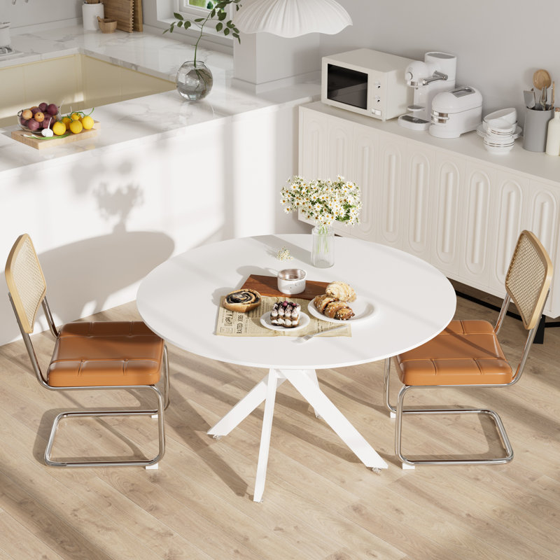 Ensemble de salle à manger 3 pièces, H 30 po x L 36 po x l 36 po, Blanc, Brun