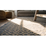 Ivory Antique Indian Geometric Trellis Lattice Design Cotton Dhurrie Rug