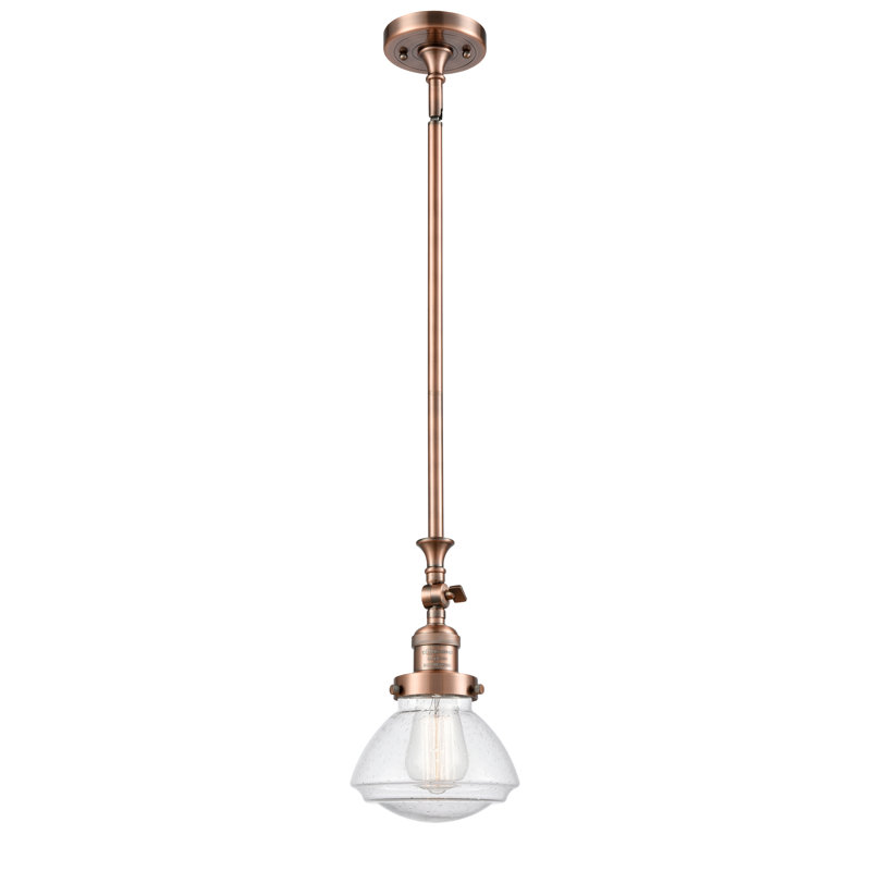Luminaire suspendu simple à 1 lumière Chesterville, Grainé, Ampoule non incluse, Cuivre antique
