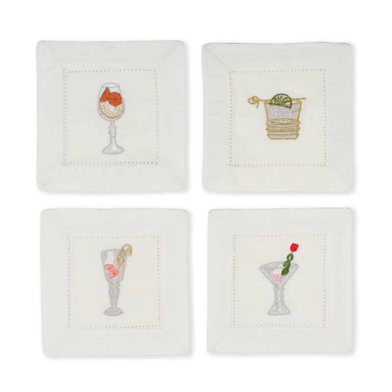 Serviettes de cocktail brodées Stemware