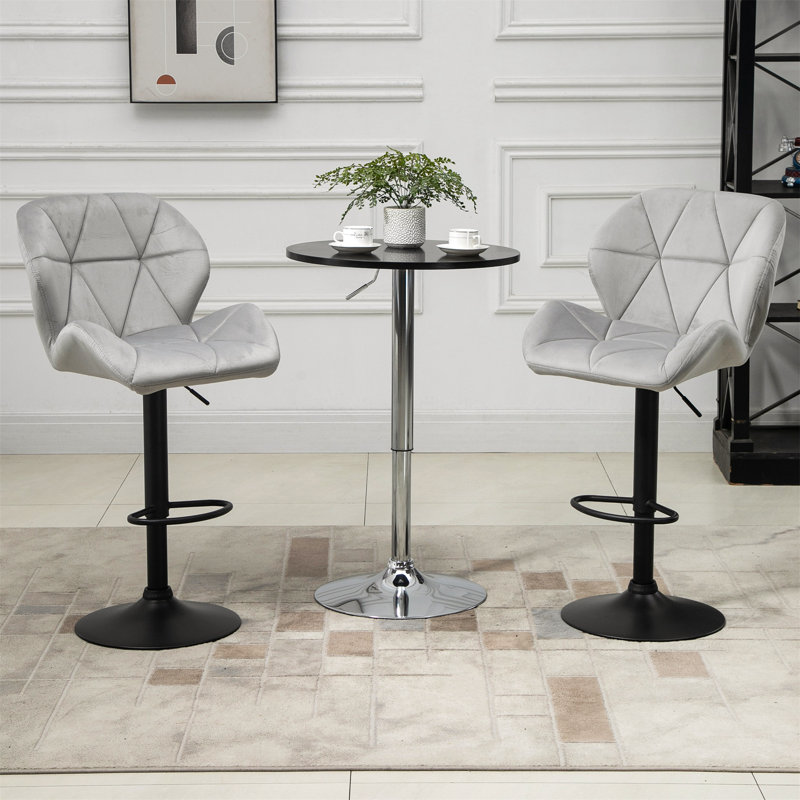 Amarchand Swivel Adjustable Height Counter Stool with Metal Frame, Light Grey