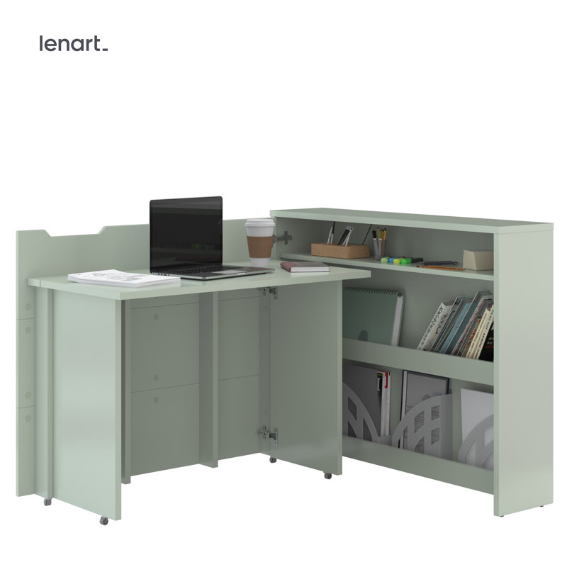 WORK CONCEPT 115Cm W L-Shape Executive Desk, Grey, Left