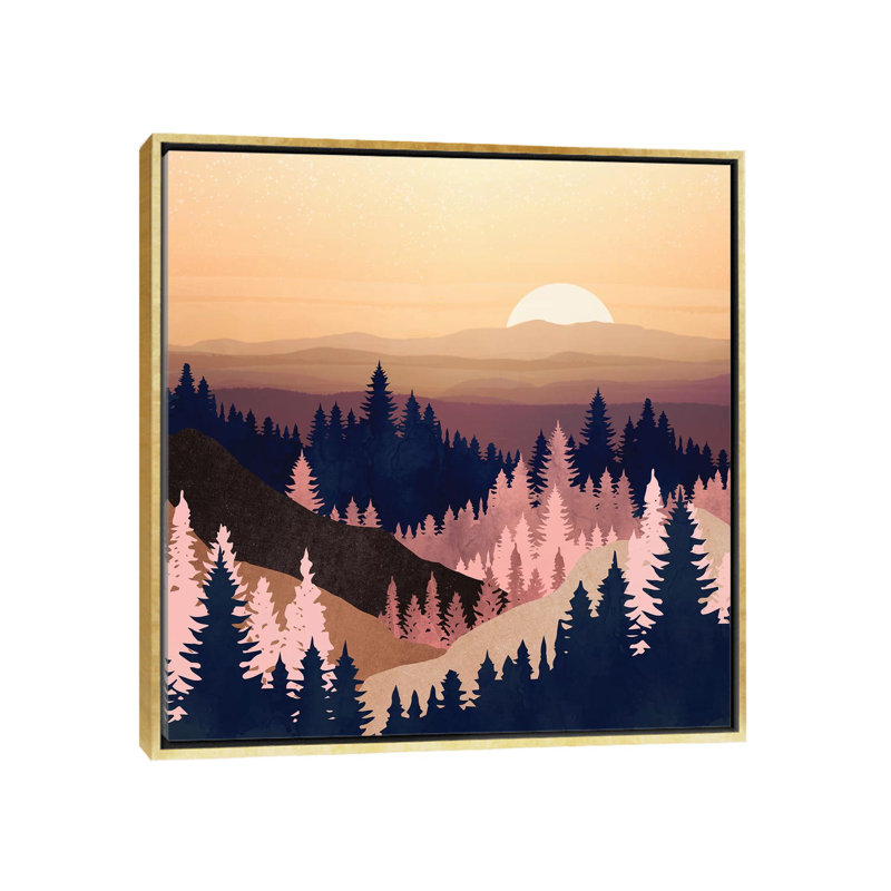 Summer Dusk - impression d'art graphique, Aucun mat, H 18 po x l 18 po x 1,5 po, Toile encadrée d'or