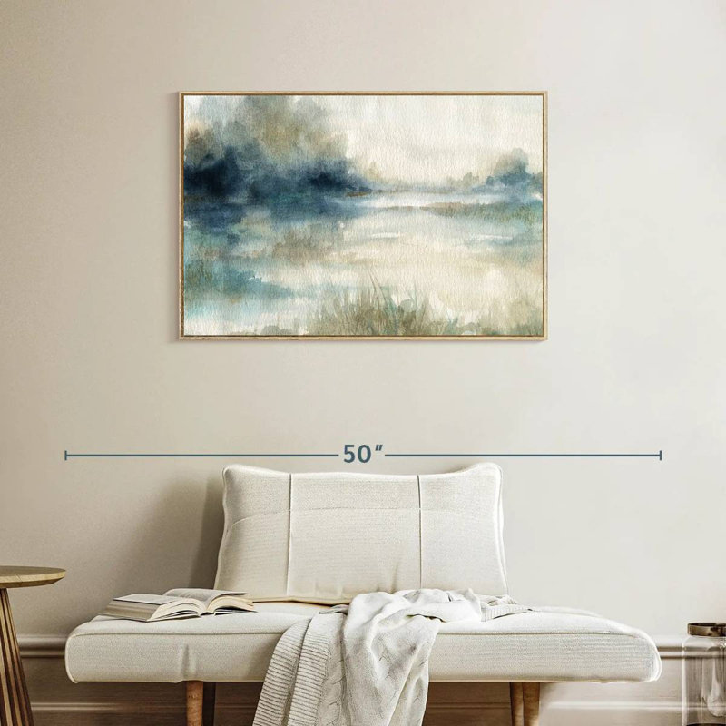 Still Still Waters II, Cadre flottant en bois naturel, 37 po x 25 po