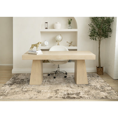Tan Abstract Neutral Stain Resistant Area Rug