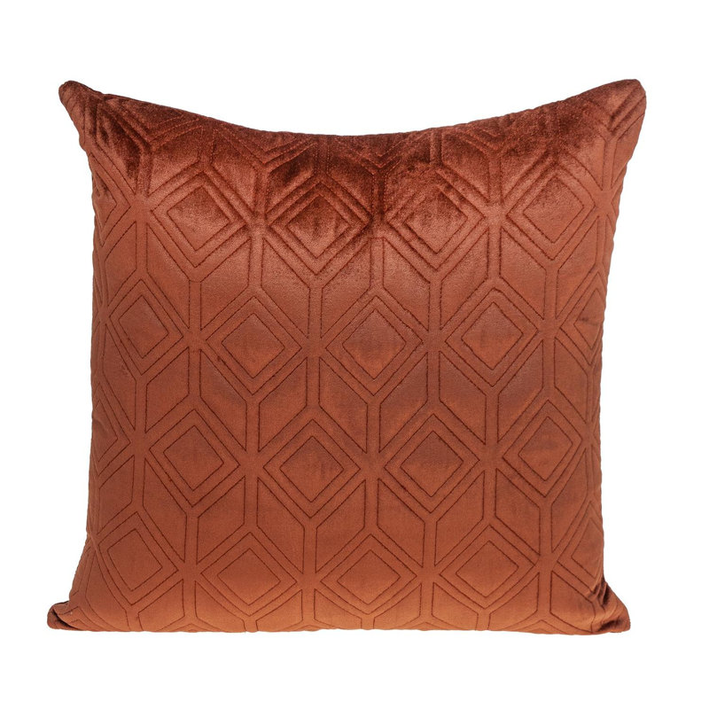 Aleta Transitional Quilted Throw Pillow 20 x 20, Terra Cotta