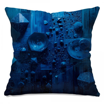 Blue Geometric Shapes Double Sided Throw Pillows