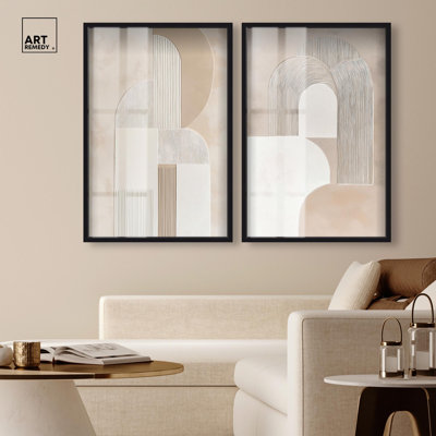 Golden Luxe Living Room Set Shadowbox Boho Wall Decor by Art Remedy