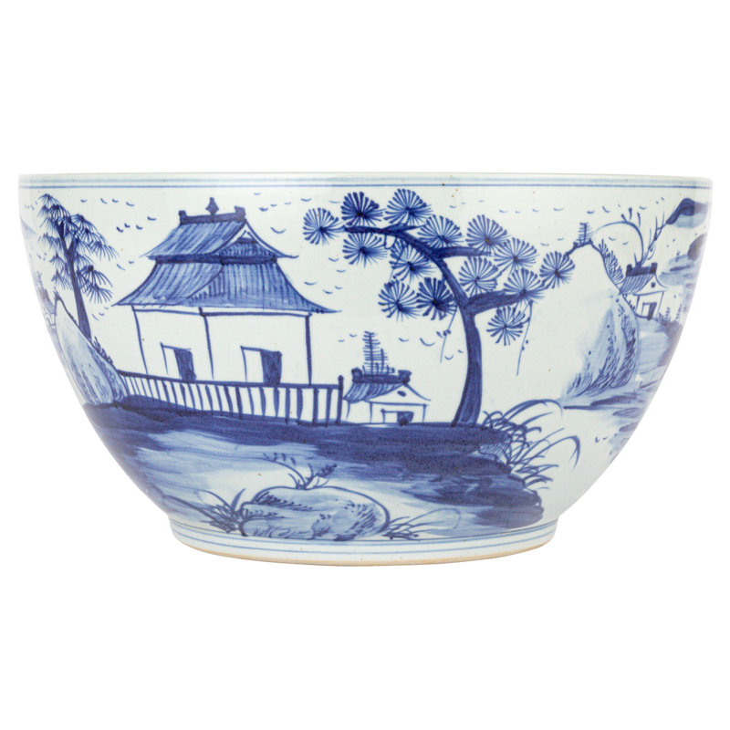 Oriental Landscape Porcelain Planter