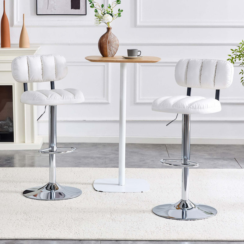 Ensemble de 2 tabourets de bar à hauteur réglable revêtus de similicuir avec base et repose-pieds, tabourets de confort modernes pour îlot de cuisine, bar personnel, salon
