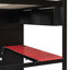 Lit mezzanine simple en bois massif avec bureau, armoire de rangement et penderie, bande lumineuse DEL, ports de chargement USB, noir et rouge-1901421434-1901421437