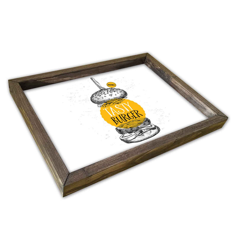 Plateau de service élégant, 100% panneau de fibres à densité moyenne et cadre en bois de pin, 11,8 po x 15,7 po | Épaisseur durable de 2,7 mm, parfaite pour le divertissement à domicile et le petit déjeuner au lit | Conception élégante, légère et facile à nettoyer
