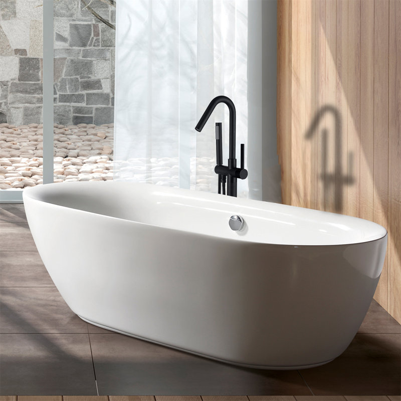 Bec de baignoire fixé au sol, Noir mat