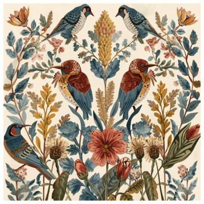 Tapis de bain oiseaux et fleurs sauvages