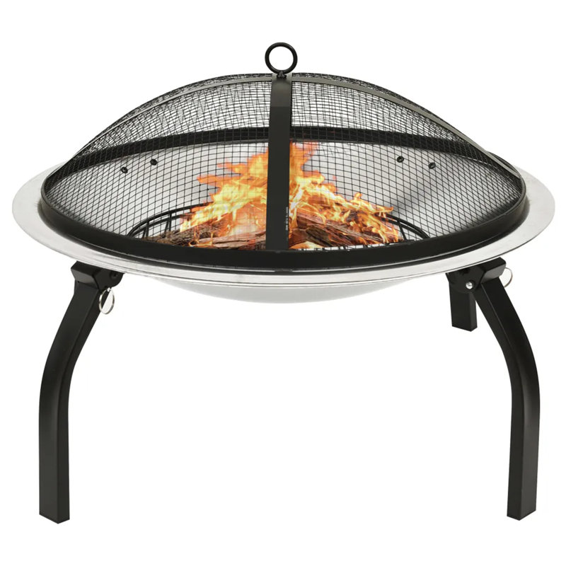 Gaura 2-in-1 Fire Pit and BBQ with Poker 56x56x49 cm Steel, Gray