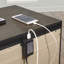 Table de chevet 3 tiroirs gris avec 2 ports USB