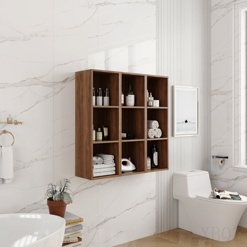Combinaison de tablettes de rangement murales de 36 pouces, convenant à une petite salle de bain, bureau, salle de rangement, ébène brun (Kd-Packing) -12 * 3