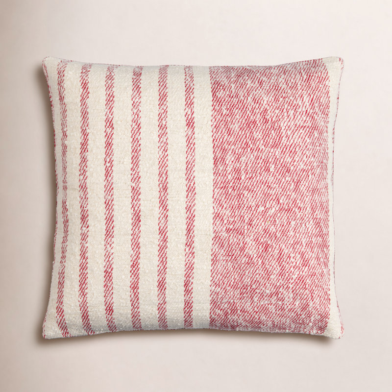 Coussin en coton Weldon, 20 po x 20 po, Polyester/ Bourre en polyester, Rouge