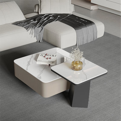 Light luxury square rock table combination
