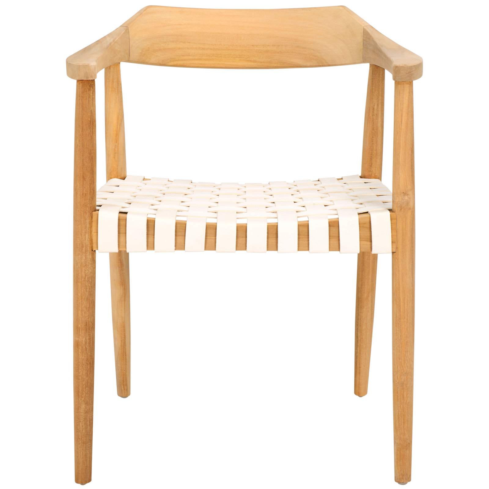 Noreen Side Chair, Natural, White Genuine Leather