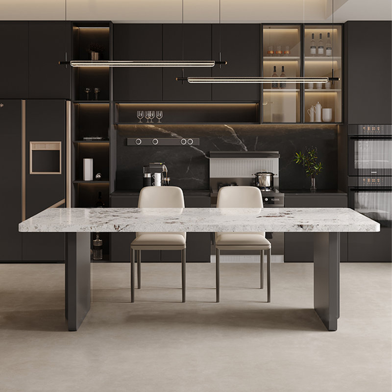 Modern Luxury Dining Table: Sintered Stone Top & Sturdy Base, 29.53”H x 70.87”L x 31.5”W