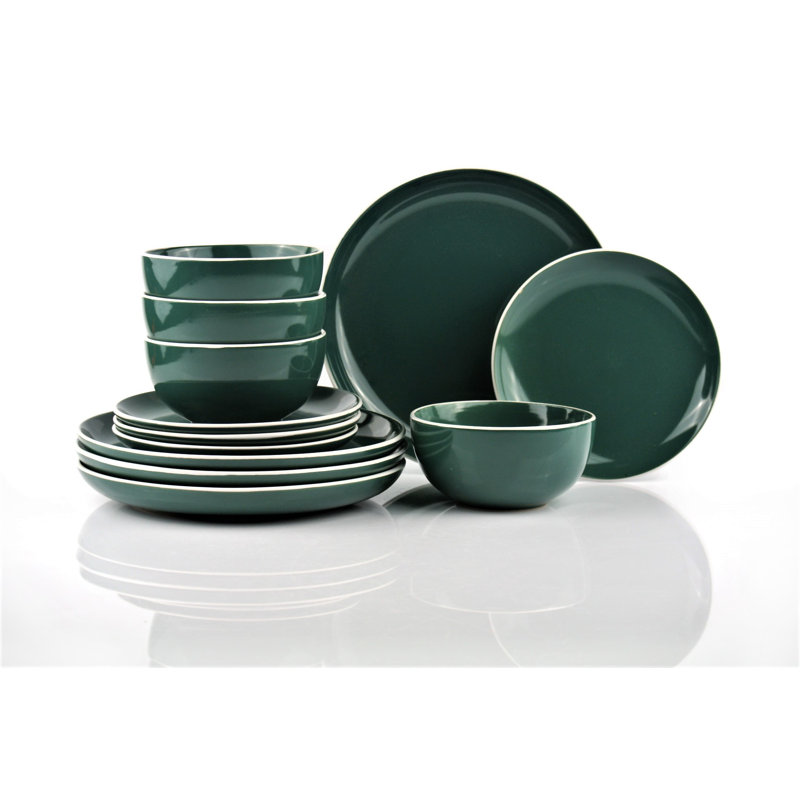 Waterside 12pc Stoneware Dinner Set, Green