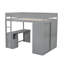 Lit mezzanine double gris avec placards et bureau à 2 tiroirs - Lit mezzanine pour enfants avec armoire et rangement-1790661406
