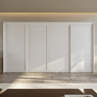 80" White Prefinished 1/3-Lite Panel Sliding Closet & Pantry Door with Complete Hardware Kit & Handle