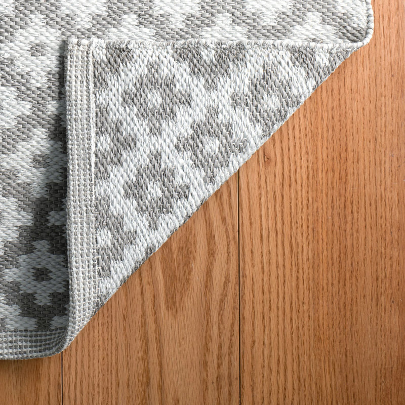 Samode Grey Handwoven Indoor/Outdoor Rug, Rectangle 5' x 8'