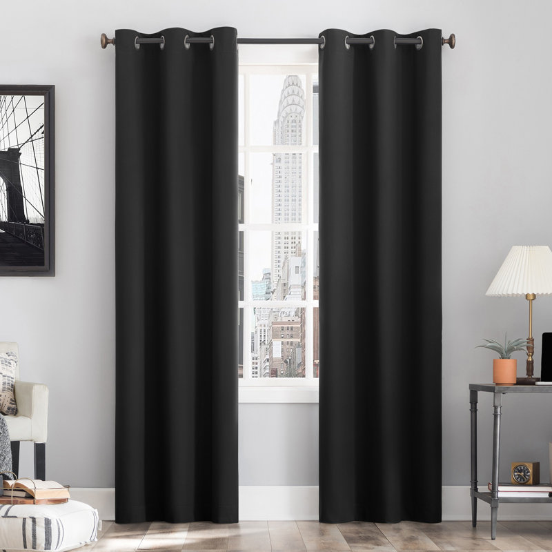 Panneau de rideau occultant 100% thermique avec œillets - Basics by Wayfair ™, L 40 po x L 84 po, Gris anthracite