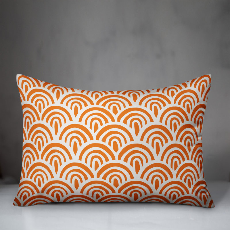 Abstract Outdoor Throw Pillow, Orange/White, Pillow Cover Only - No Insert