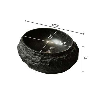 Lavabo de salle de bain 18 po Luna, vasque ovale irrégulière en résine avec motif de pierre, lavabo de style artistique, sans robinet